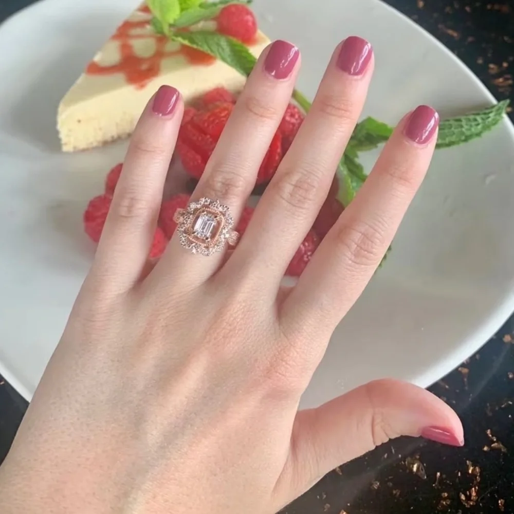 Elegant Rose Gold over Copper CZ Ring Size 8